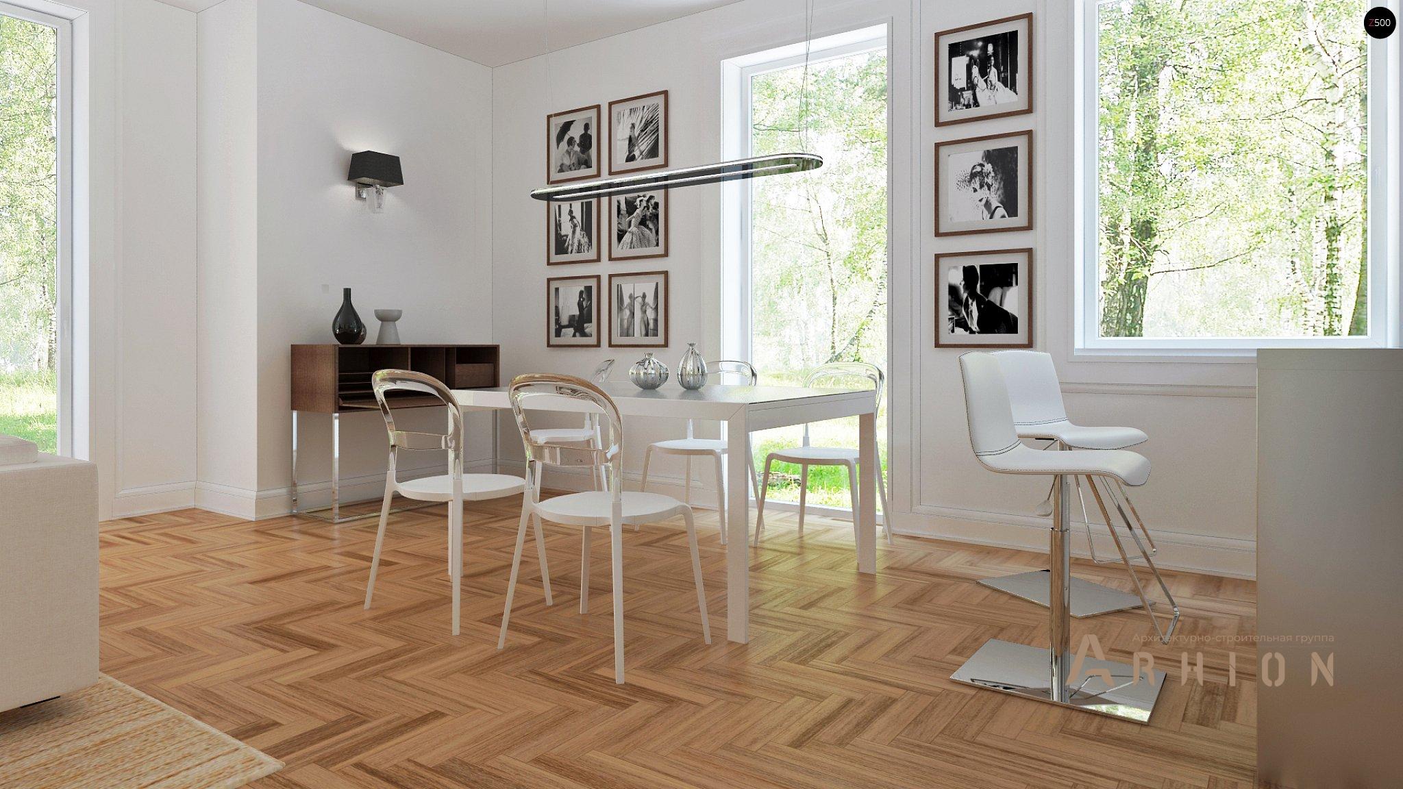 4. Проект одноэтажного дома в европейском стиле с двускатной кровлей, Z226 plus, площадью - 175 кв c мансардой, терассой, гаражом, эркером